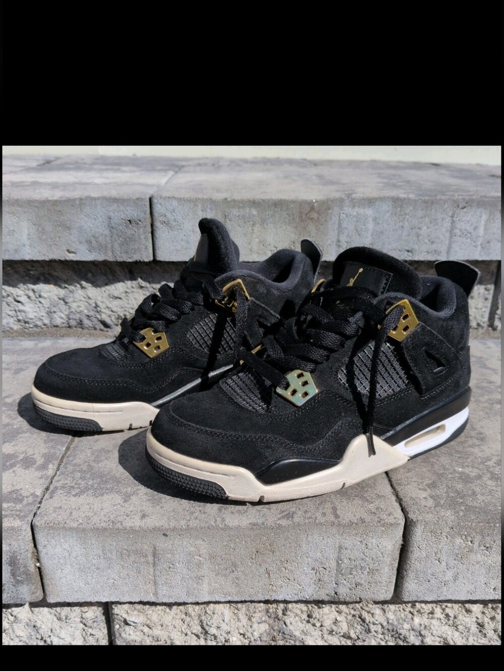 Sz 4y Youth Nike Air Jordan 4 Retro GS “Royalty” 408452-032 Black gold